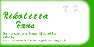nikoletta hans business card